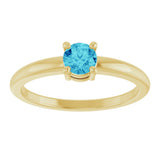 14K Gold Round Natural Blue Zircon Solitaire Ring - Yellow Gold - view 3