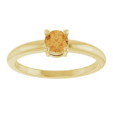 14K Gold Round Natural Citrine Solitaire Ring - Yellow Gold - view 3