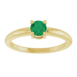 14K Gold Round Natural Emerald Solitaire Ring - Yellow Gold - view 3