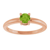 14K Gold Round Natural Peridot Solitaire Ring - Rose Gold - view 3