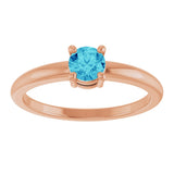 14K Gold Round Natural Blue Zircon Solitaire Ring - Rose Gold - view 3