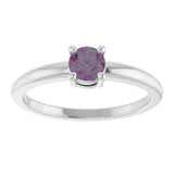 14K Gold Round Lab-Grown Alexandrite Solitaire Ring - White Gold - view 3