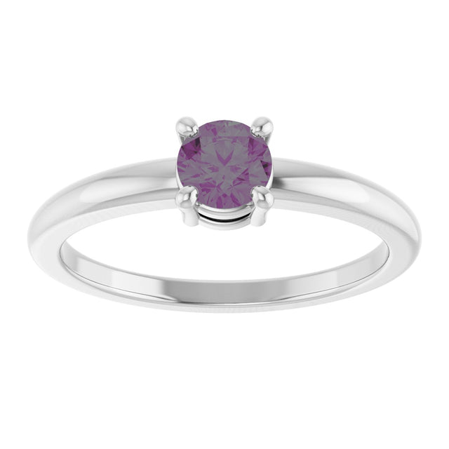 14K Gold Round Lab-Grown Alexandrite Solitaire Ring - White Gold - view 3