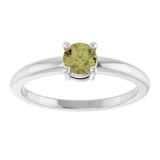 Platinum Round Natural Green Sapphire Solitaire Ring - view 3