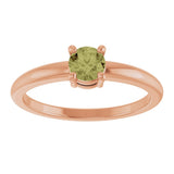 14K Gold Round Natural Green Sapphire Solitaire Ring - Rose Gold - view 3