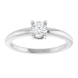 Platinum Round Natural White Sapphire Solitaire Ring - view 3