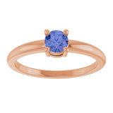 14K Gold Round Natural Tanzanite Solitaire Ring - Rose Gold - view 3