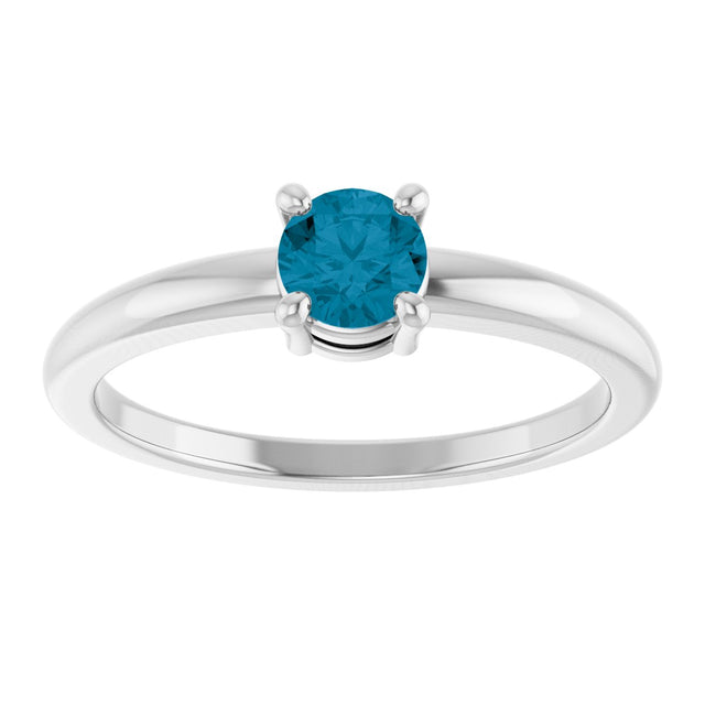 Platinum Round Natural London Blue Topaz Solitaire Ring - view 3
