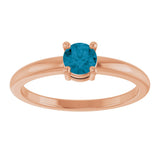 14K Gold Round Natural London Blue Topaz Solitaire Ring - Rose Gold - view 3