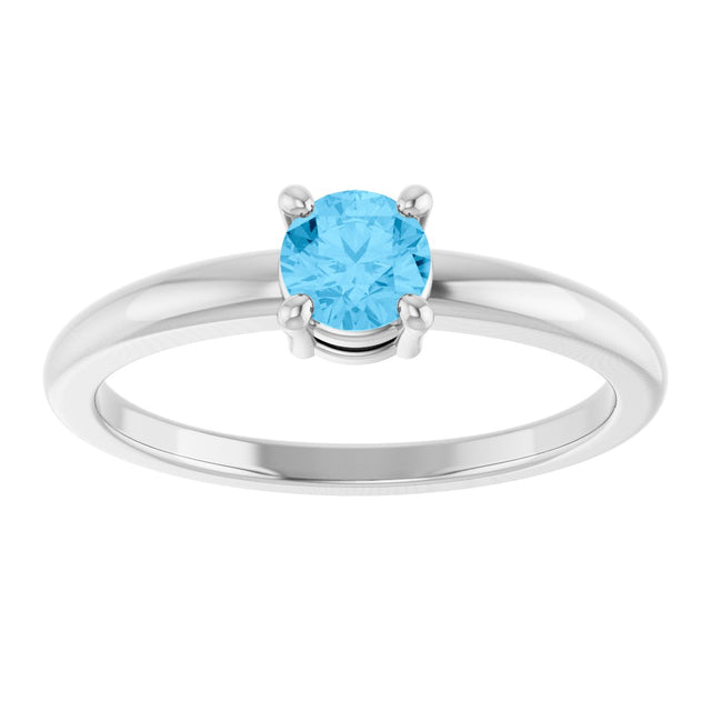 Platinum Round Natural Swiss Blue Topaz Solitaire Ring - view 3