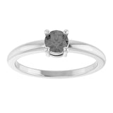 Platinum Round Natural Gray Spinel Solitaire Ring - view 3