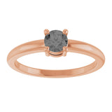 14K Gold Round Natural Gray Spinel Solitaire Ring - Rose Gold - view 3