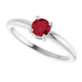 Platinum Round Natural Ruby Solitaire Ring - view 5
