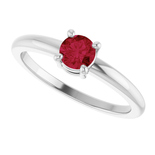 Platinum Round Natural Ruby Solitaire Ring - view 5