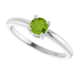 14K Gold Round Natural Peridot Solitaire Ring - White Gold - view 5