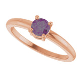 14K Gold Round Lab-Grown Alexandrite Solitaire Ring - Rose Gold - view 5