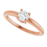 14K Gold Round Natural White Sapphire Solitaire Ring - Rose Gold - view 5