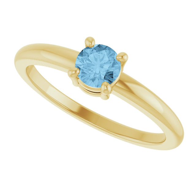 14K Gold Round Natural Sky Blue Topaz Solitaire Ring - Yellow Gold - view 5