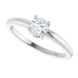 14K Gold Round Natural White Sapphire Solitaire Ring - White Gold - view 5