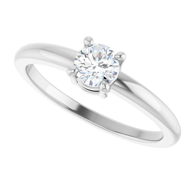14K Gold Round Natural White Sapphire Solitaire Ring - White Gold - view 5