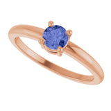 14K Gold Round Natural Tanzanite Solitaire Ring - Rose Gold - view 5