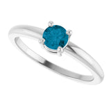 Platinum Round Natural London Blue Topaz Solitaire Ring - view 5