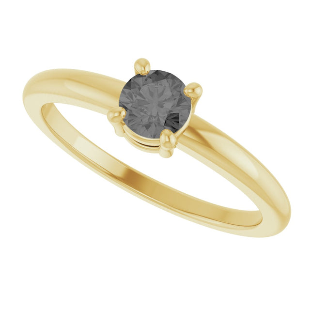 14K Gold Round Natural Gray Spinel Solitaire Ring - Yellow Gold - view 5