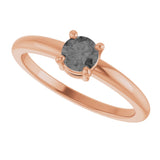 14K Gold Round Natural Gray Spinel Solitaire Ring - Rose Gold - view 5