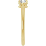 14K Gold Round Natural White Sapphire Solitaire Ring - Yellow Gold - view 4