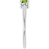 14K Gold Round Natural Peridot Solitaire Ring - White Gold - view 4