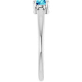 Platinum Round Natural Blue Zircon Solitaire Ring - view 4