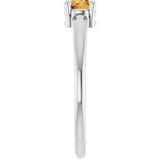 14K Gold Round Natural Citrine Solitaire Ring - White Gold - view 4