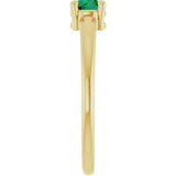 14K Gold Round Natural Emerald Solitaire Ring - Yellow Gold - view 4
