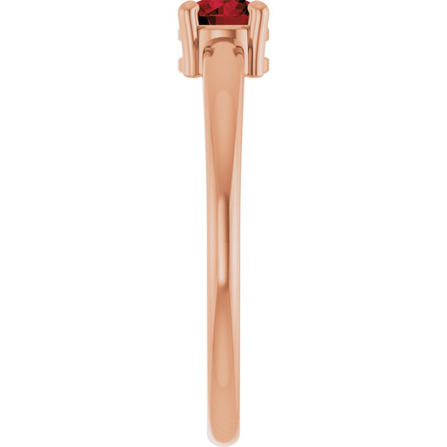 14K Gold Round Natural Mozambique Garnet Solitaire Ring - Rose Gold - view 4