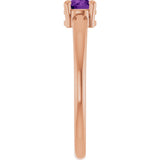 14K Gold Round Natural Amethyst Solitaire Ring - Rose Gold - view 4