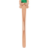 14K Gold Round Natural Emerald Solitaire Ring - Rose Gold - view 4