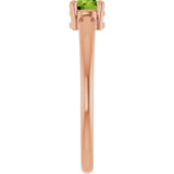 14K Gold Round Natural Peridot Solitaire Ring - Rose Gold - view 4