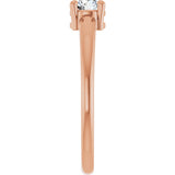 14K Gold Round Natural White Sapphire Solitaire Ring - Rose Gold - view 4