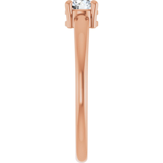 14K Gold Round Natural White Sapphire Solitaire Ring - Rose Gold - view 4