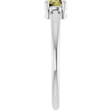 Platinum Round Natural Green Sapphire Solitaire Ring - view 4