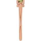 14K Gold Round Natural Green Sapphire Solitaire Ring - Rose Gold - view 4