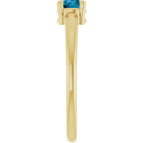 14K Gold Round Natural London Blue Topaz Solitaire Ring - Yellow Gold - view 4