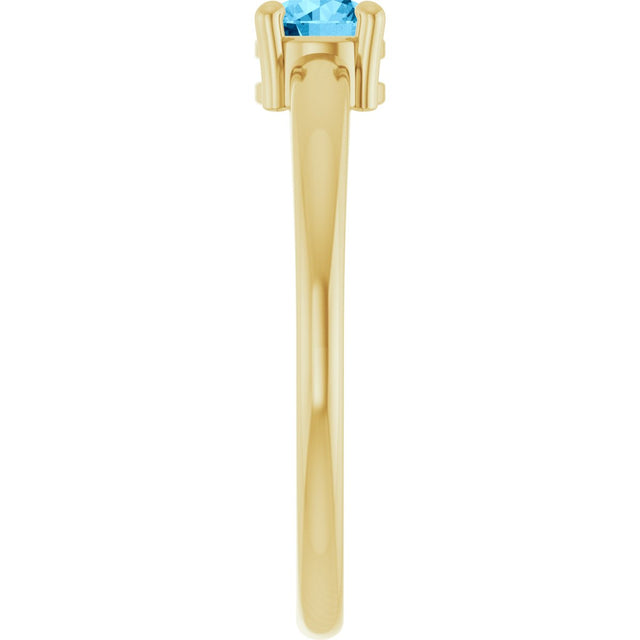 14K Gold Round Natural Swiss Blue Topaz Solitaire Ring - Yellow Gold - view 4