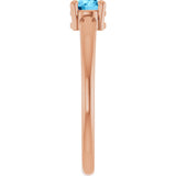 14K Gold Round Natural Swiss Blue Topaz Solitaire Ring - Rose Gold - view 4