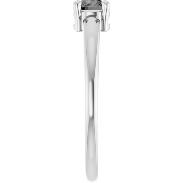 Platinum Round Natural Gray Spinel Solitaire Ring - view 4