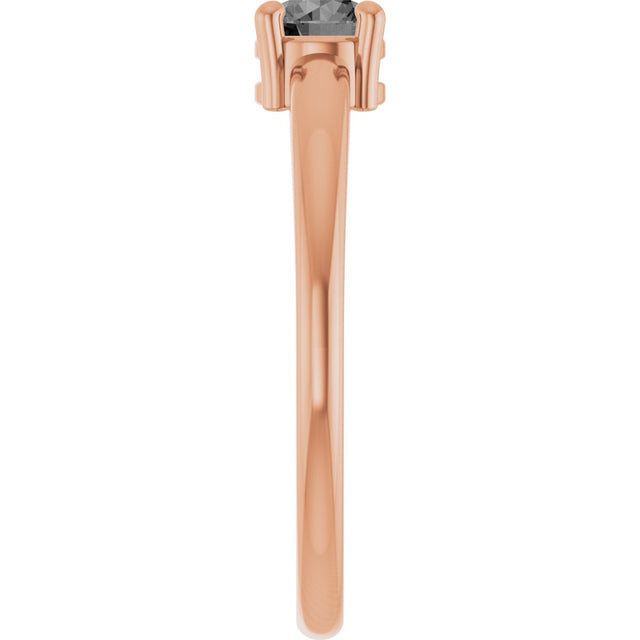 14K Gold Round Natural Gray Spinel Solitaire Ring - Rose Gold - view 4