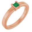 14K Gold Emerald Natural Emerald Half-Bezel Family Stackable Ring - Rose Gold