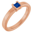 14K Gold Marquise Natural Blue Sapphire Half-Bezel Family Stackable Ring - Rose Gold