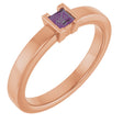 14K Gold Emerald Lab-Grown Alexandrite Half-Bezel Family Stackable Ring - Rose Gold
