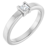 14K Gold Marquise Natural Diamond Half-Bezel Family Stackable Ring - White Gold